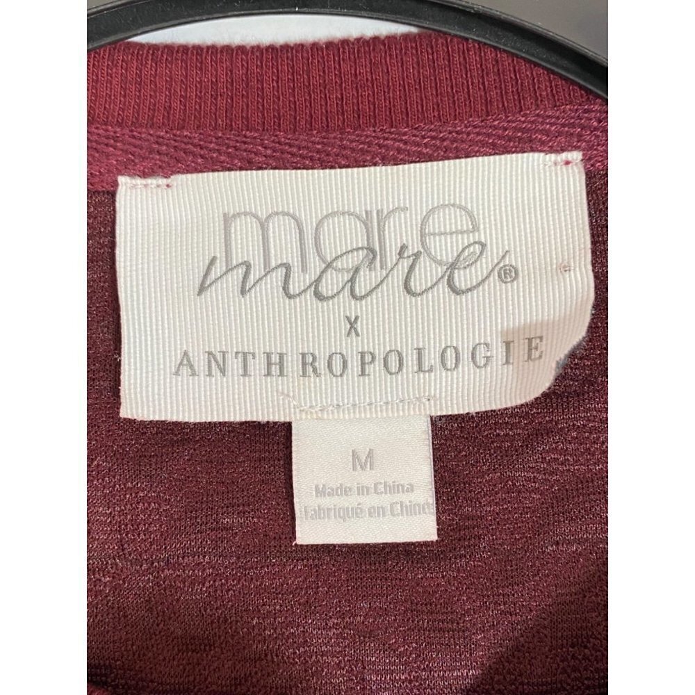 Mare Mare x Anthropologie Odila Burgundy Tunic Dress Puff Sleeves Women's Medium - Picture 5 of 12